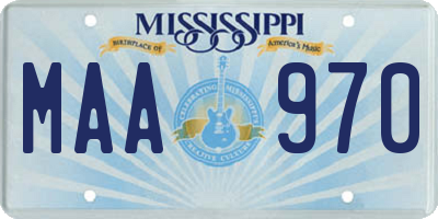 MS license plate MAA970