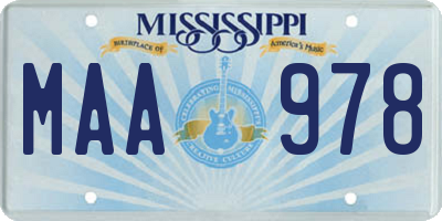 MS license plate MAA978