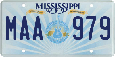 MS license plate MAA979