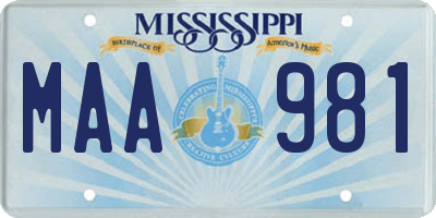 MS license plate MAA981