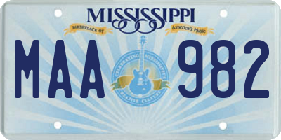 MS license plate MAA982