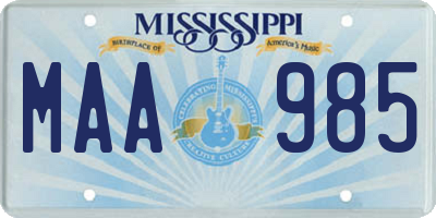 MS license plate MAA985