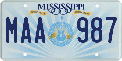 MS license plate MAA987