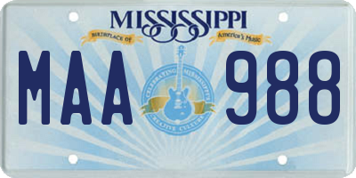 MS license plate MAA988