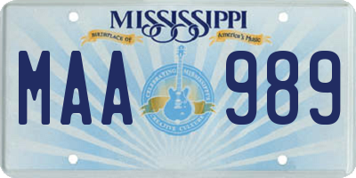 MS license plate MAA989