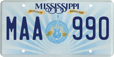 MS license plate MAA990