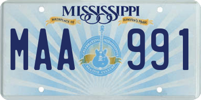 MS license plate MAA991