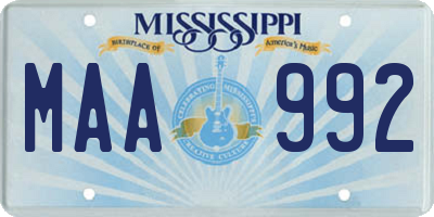 MS license plate MAA992
