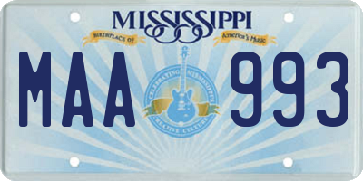 MS license plate MAA993