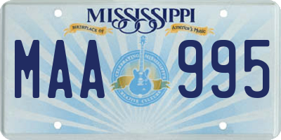 MS license plate MAA995