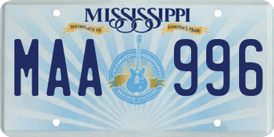 MS license plate MAA996
