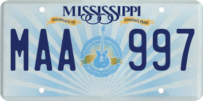 MS license plate MAA997