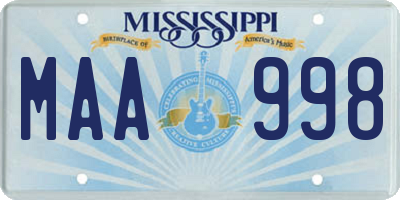 MS license plate MAA998