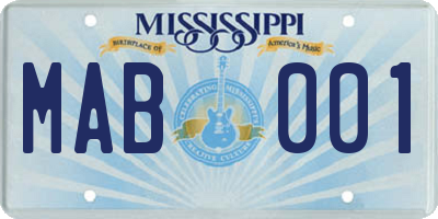 MS license plate MAB001