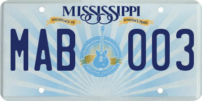 MS license plate MAB003