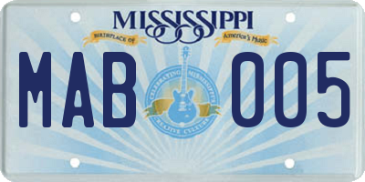 MS license plate MAB005