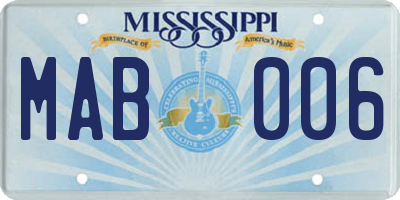 MS license plate MAB006