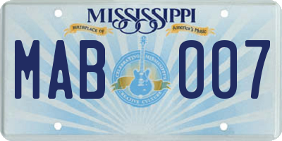 MS license plate MAB007