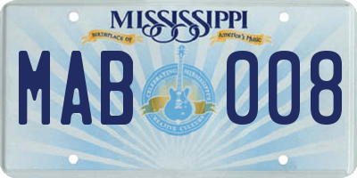MS license plate MAB008