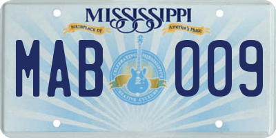 MS license plate MAB009