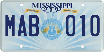 MS license plate MAB010