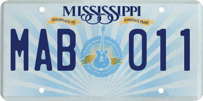 MS license plate MAB011