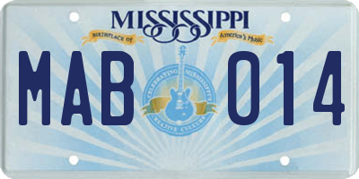 MS license plate MAB014