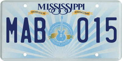 MS license plate MAB015