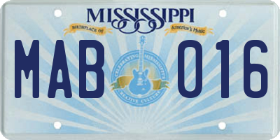 MS license plate MAB016