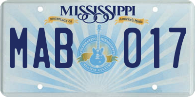 MS license plate MAB017