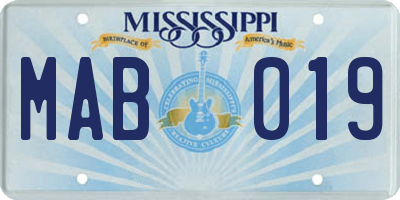 MS license plate MAB019