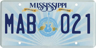 MS license plate MAB021