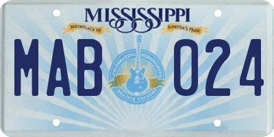 MS license plate MAB024