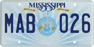 MS license plate MAB026