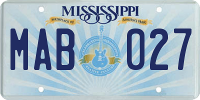 MS license plate MAB027