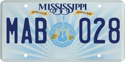 MS license plate MAB028