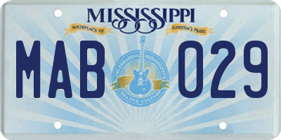 MS license plate MAB029
