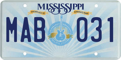 MS license plate MAB031