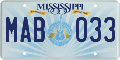 MS license plate MAB033