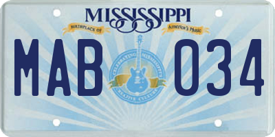 MS license plate MAB034