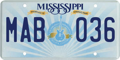 MS license plate MAB036