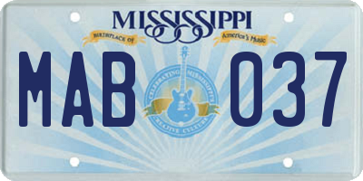 MS license plate MAB037