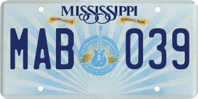 MS license plate MAB039
