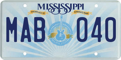 MS license plate MAB040