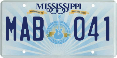 MS license plate MAB041