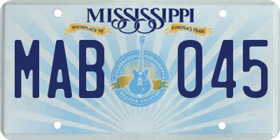 MS license plate MAB045