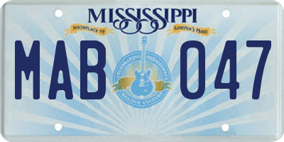 MS license plate MAB047