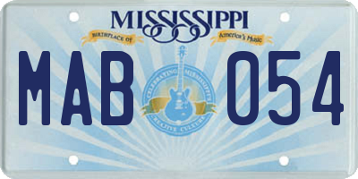 MS license plate MAB054