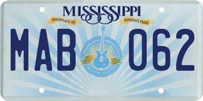 MS license plate MAB062