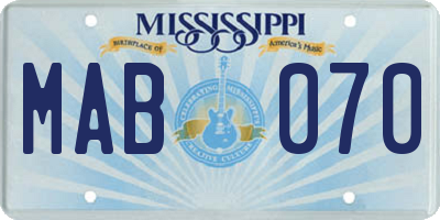 MS license plate MAB070